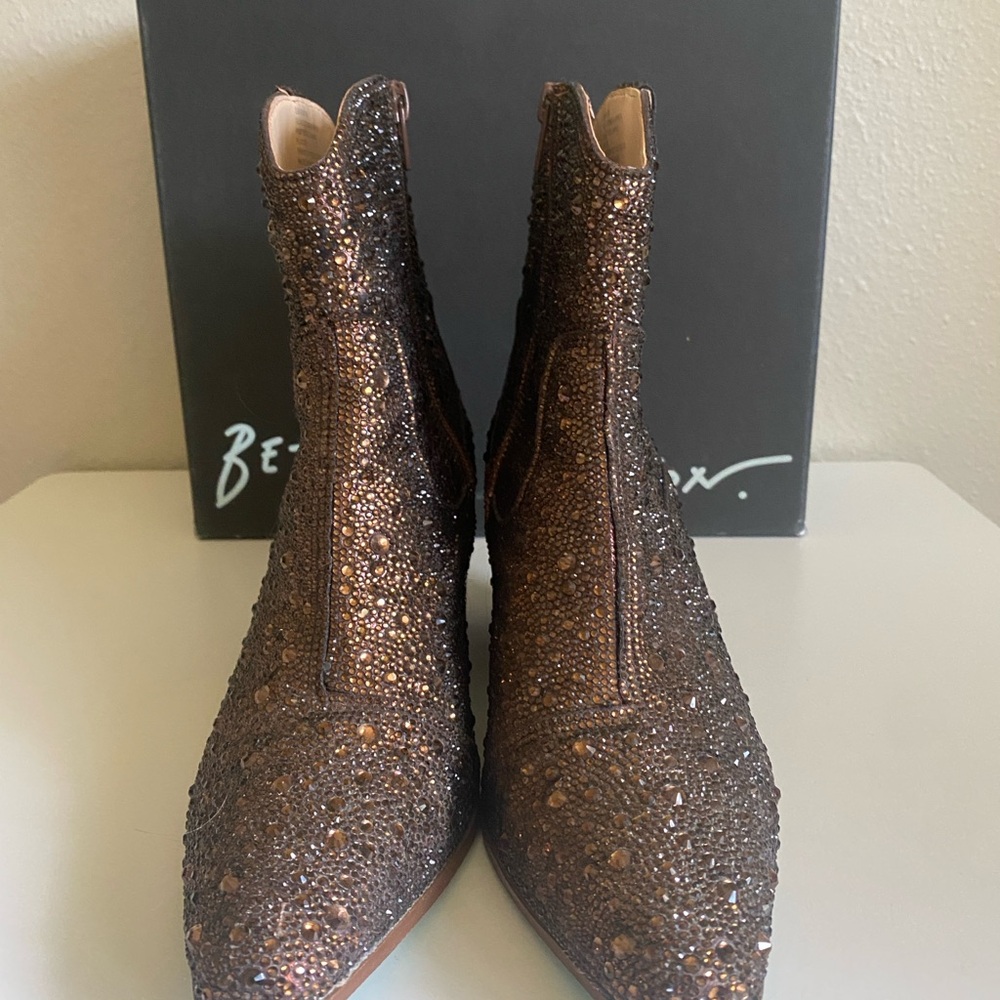 Betsey Johnson Sparkling Brown Ankle Booties